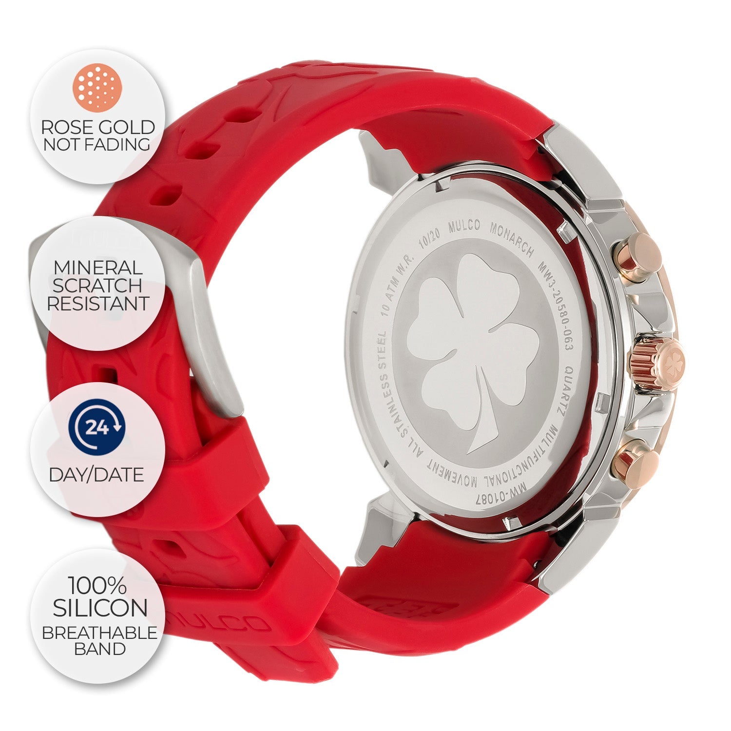 Reloj Mulco Lush Monarch rojo vista lateral