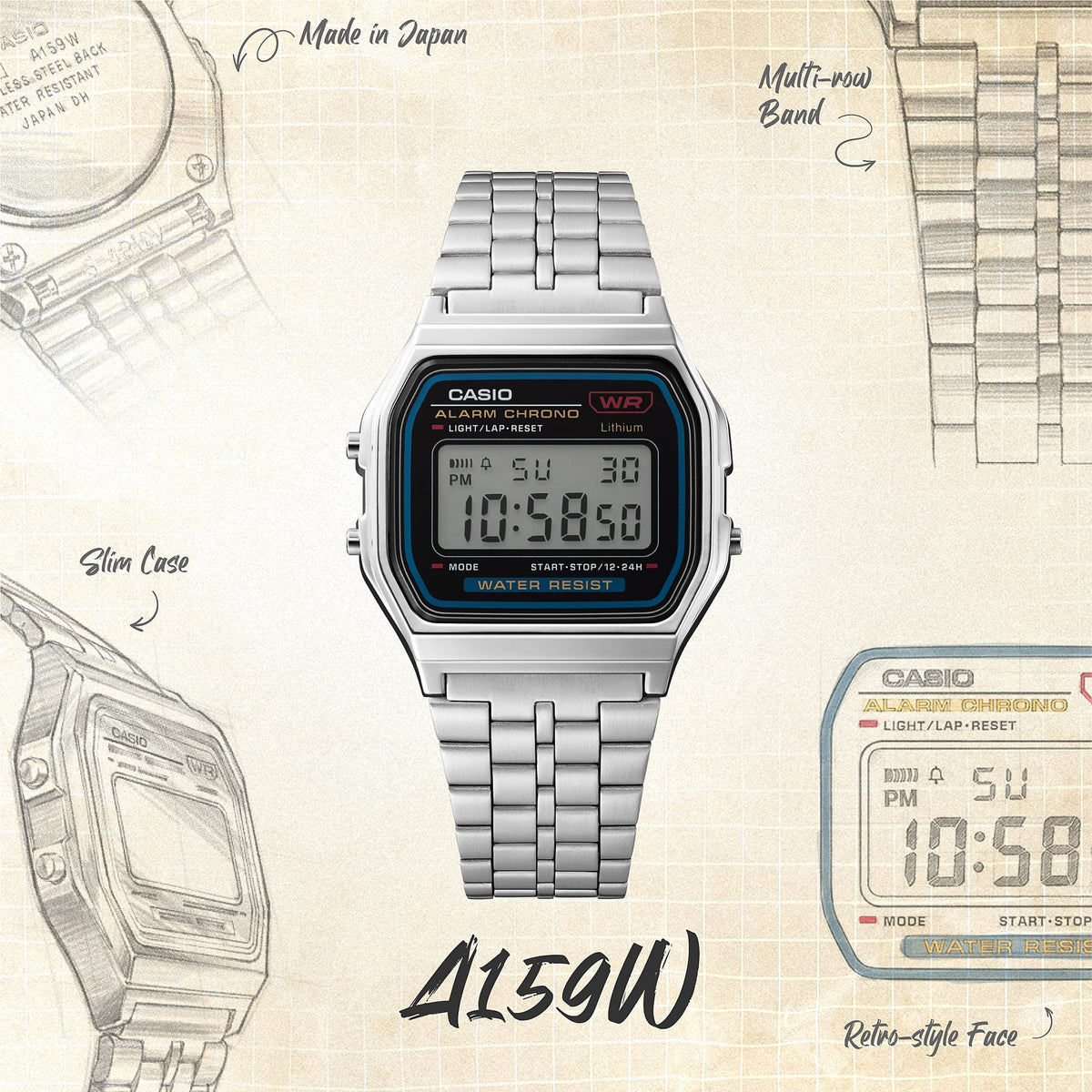 Reloj Para Unisex Casio A-159WN-1D