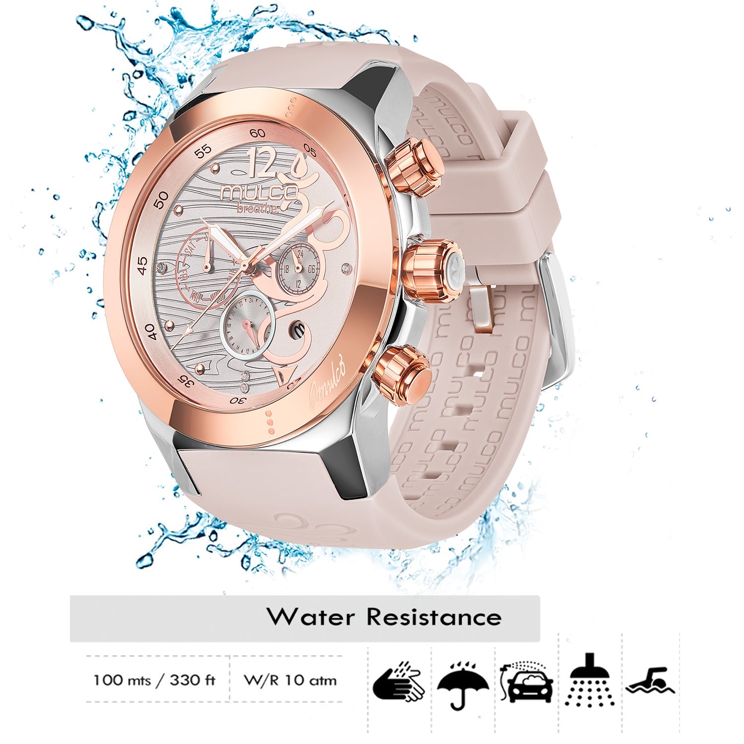 Reloj Mulco Breathe beige vista lateral