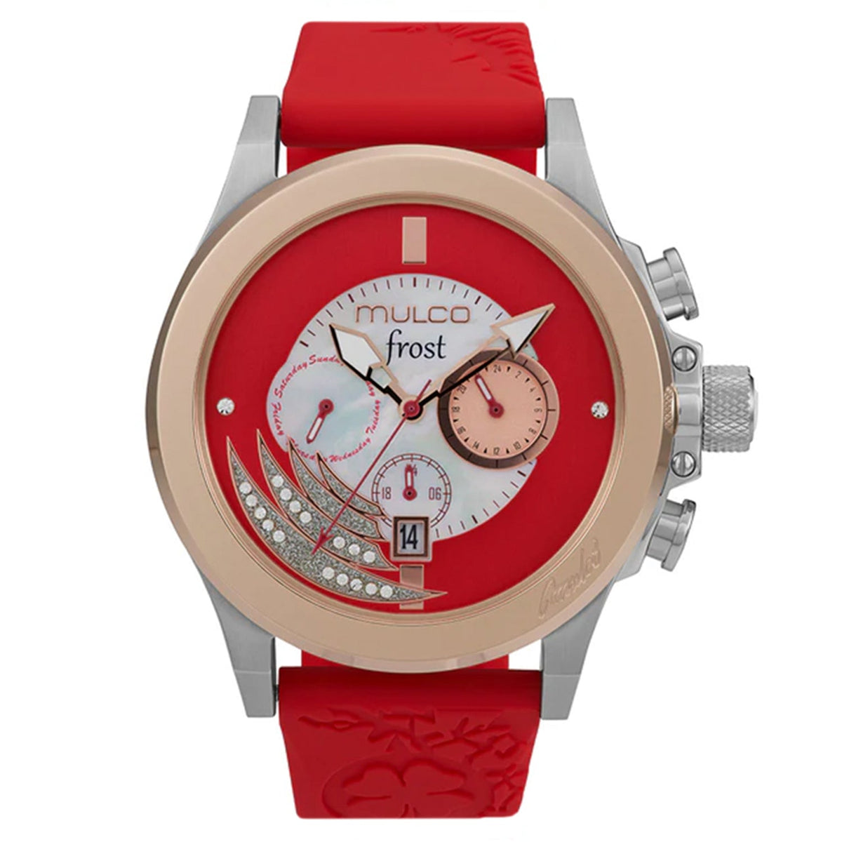 Reloj Mulco Frost Full Moon rojo vista frontal