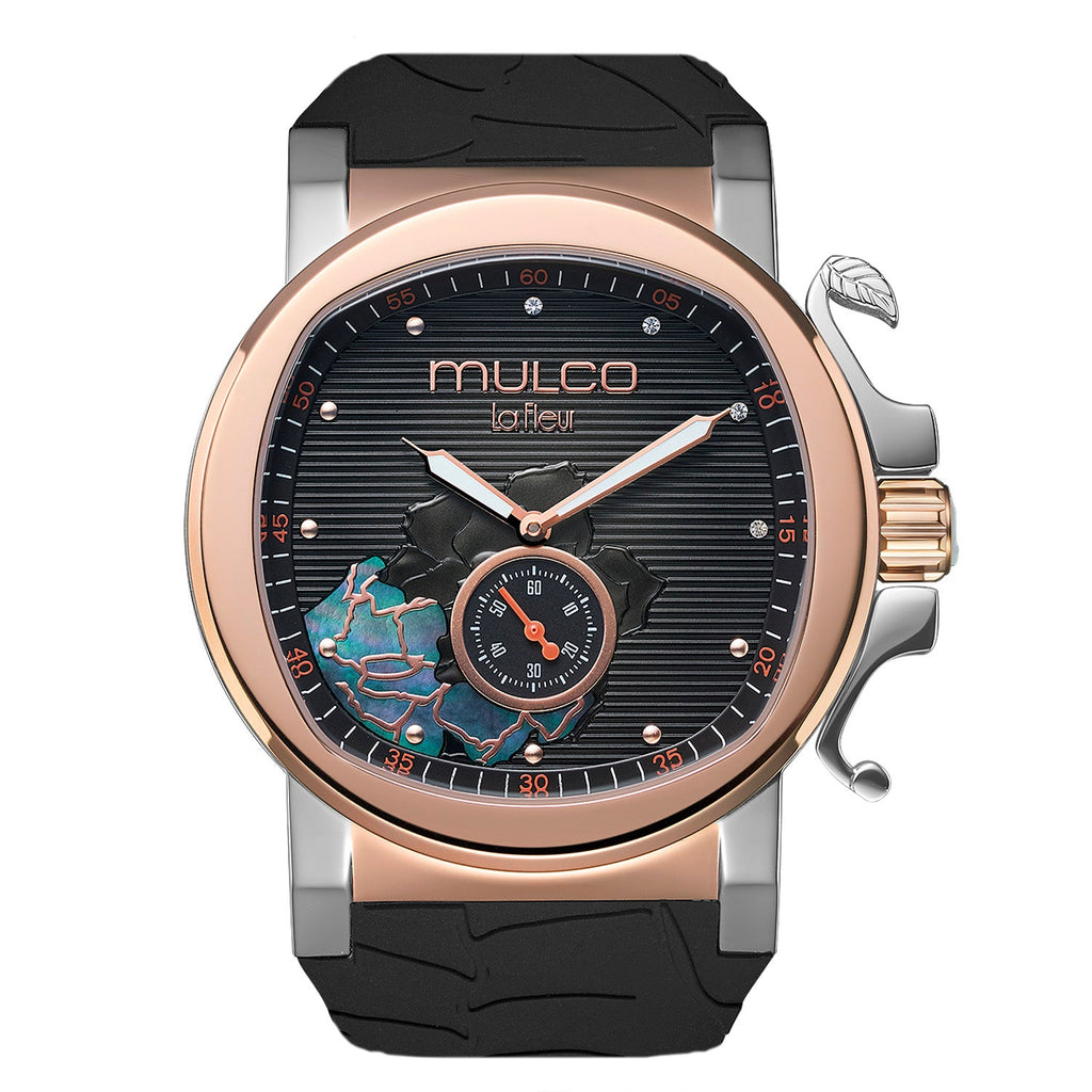 Reloj Mulco La Fleur Gardenia negro vista frontal