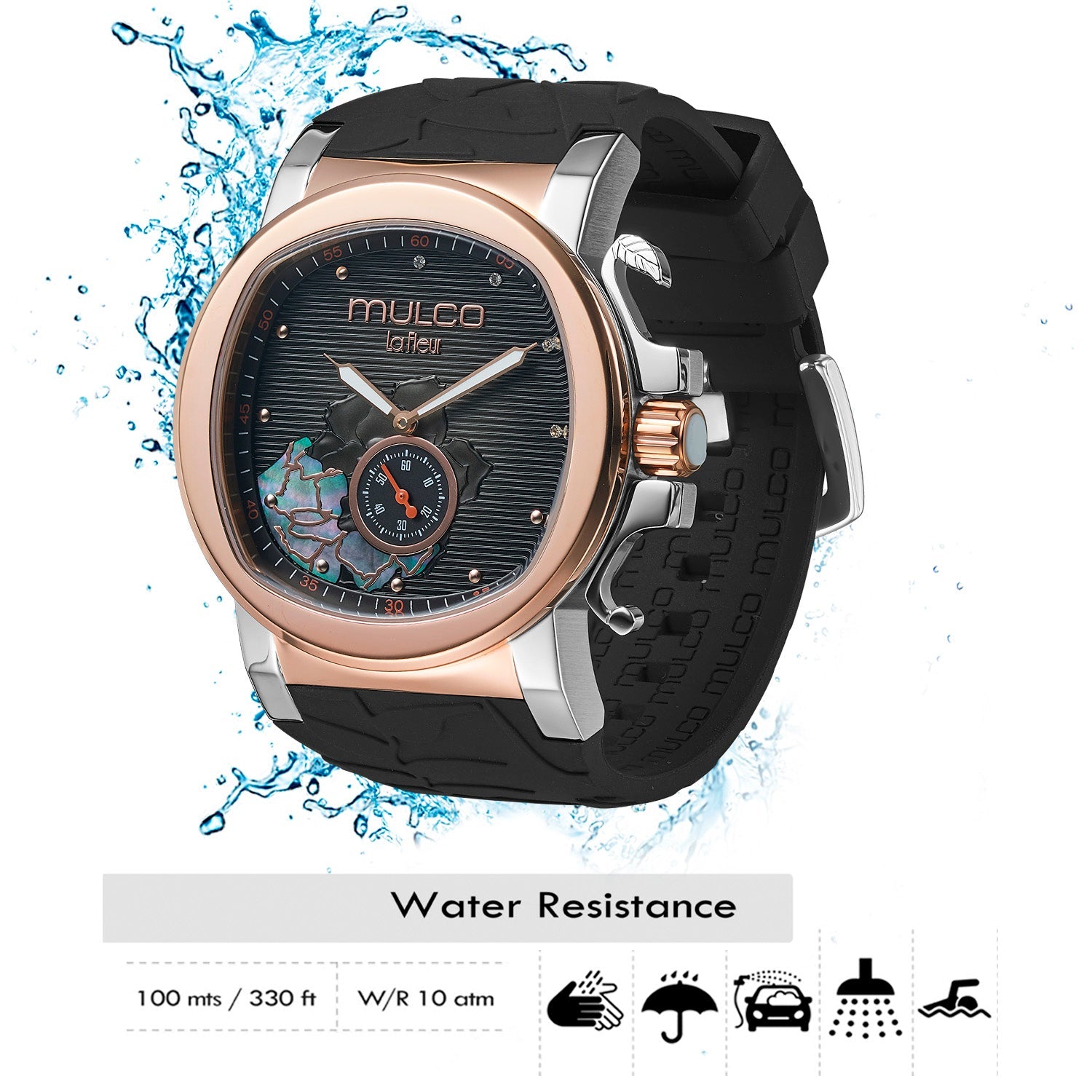 Reloj Mulco La Fleur Gardenia negro vista lateral