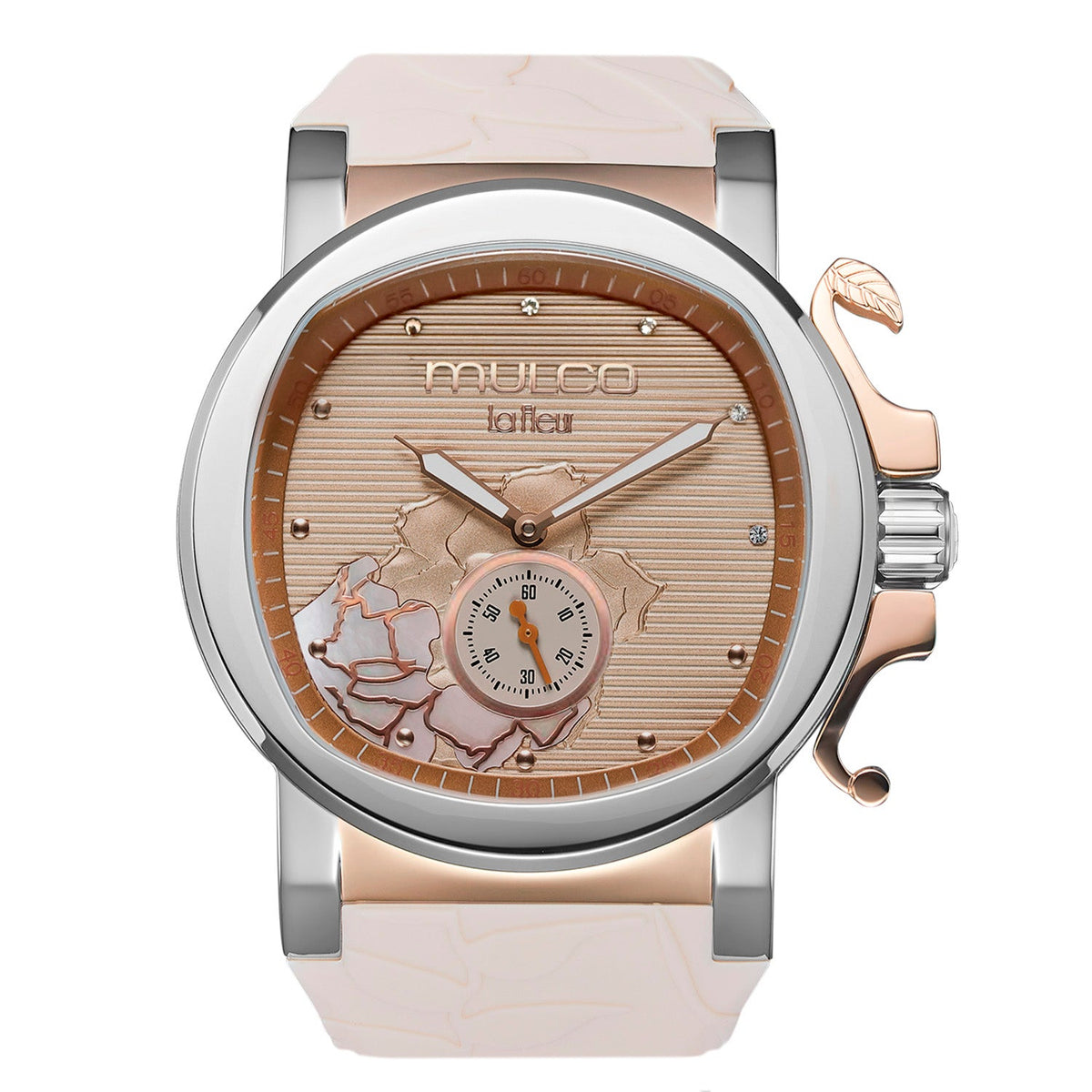 Reloj Mulco La Fleur Gardenia beige y marrón vista frontal