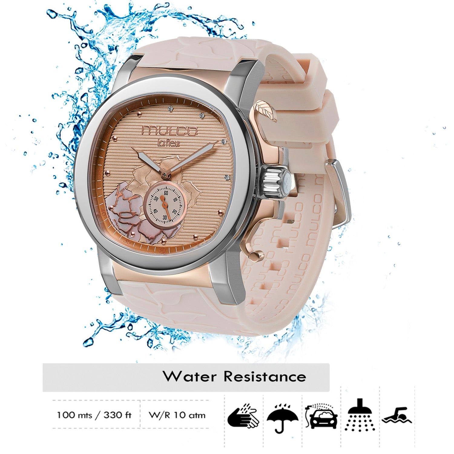 Reloj Mulco La Fleur Gardenia beige y marrón vista lateral