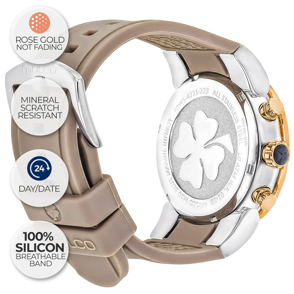Reloj Mulco Blue Marine Infinity MW5-4721-112 beige y oro detalle