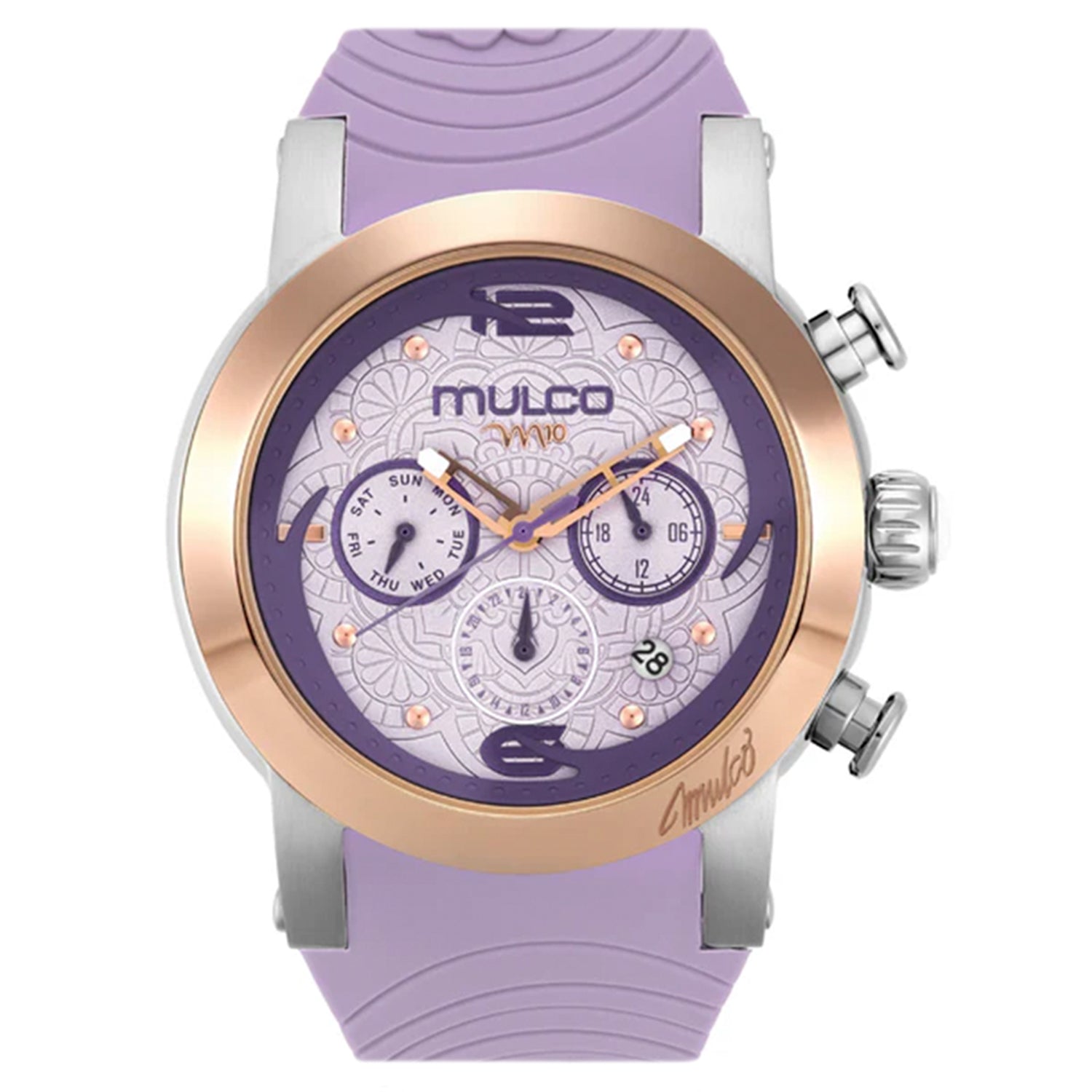 Reloj Mulco M10 Namaste morado vista frontal