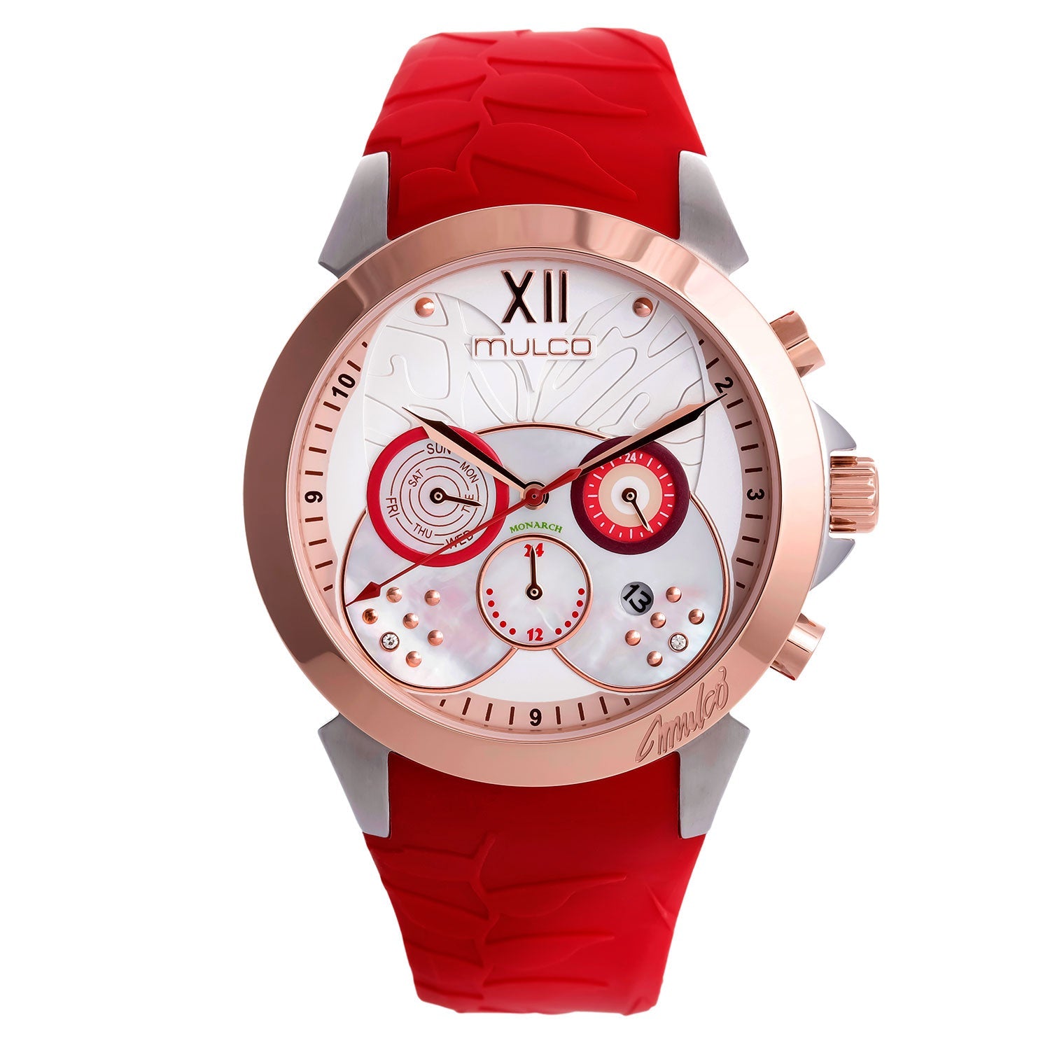 Reloj Mulco Lush Monarch rojo vista frontal