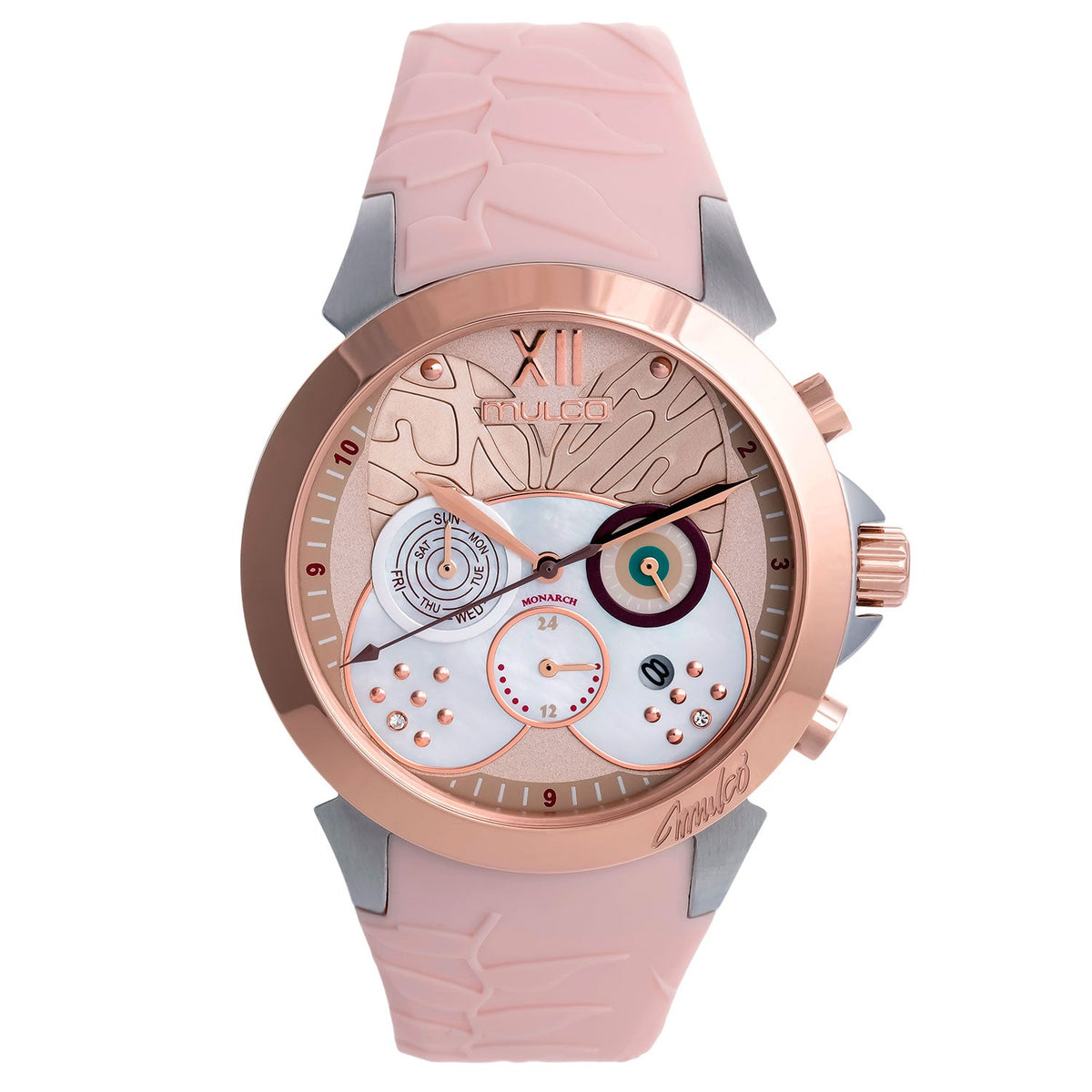 Reloj Mulco Lush Monarch rosado vista frontal