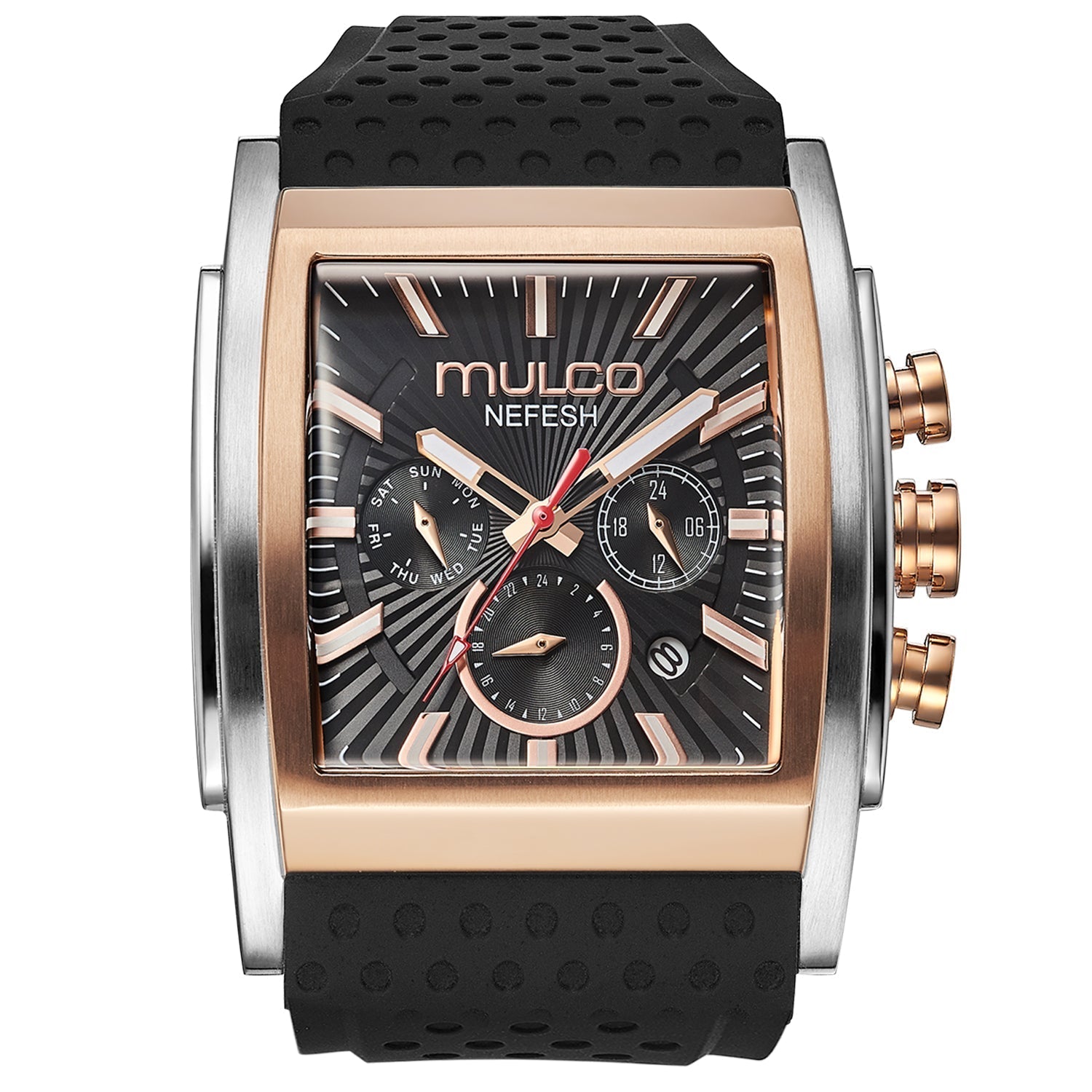 Reloj Mulco Kripton Square MW3-241056-023 vista frontal negro y oro rosa