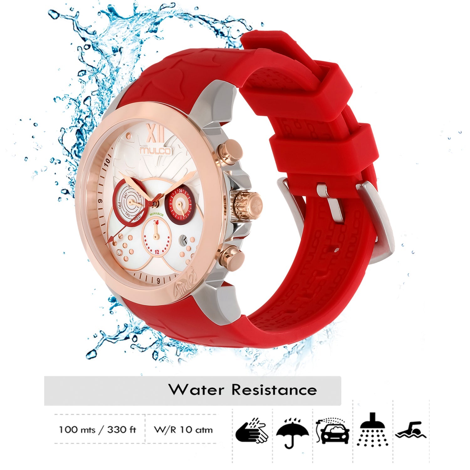 Reloj Mulco Lush Monarch rojo detalle