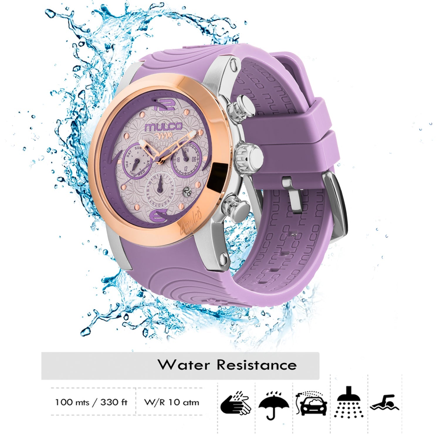 Reloj Mulco M10 Namaste morado vista lateral